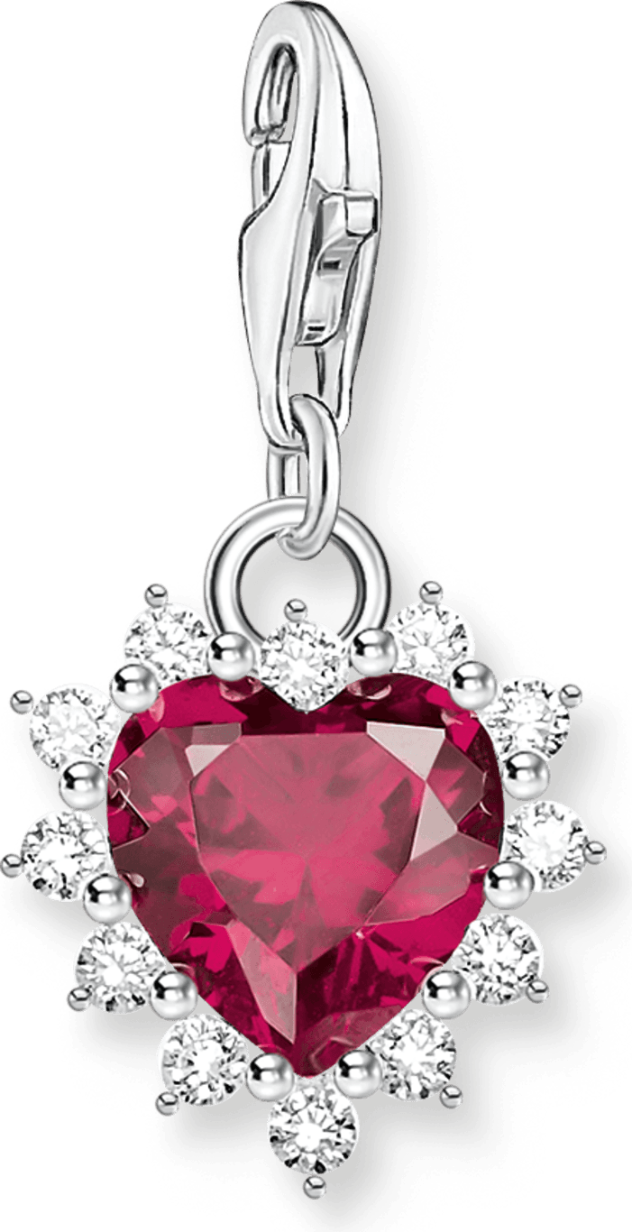 Thomas Sabo Hjärta Med Glittrande Stenar Berlock - Rött