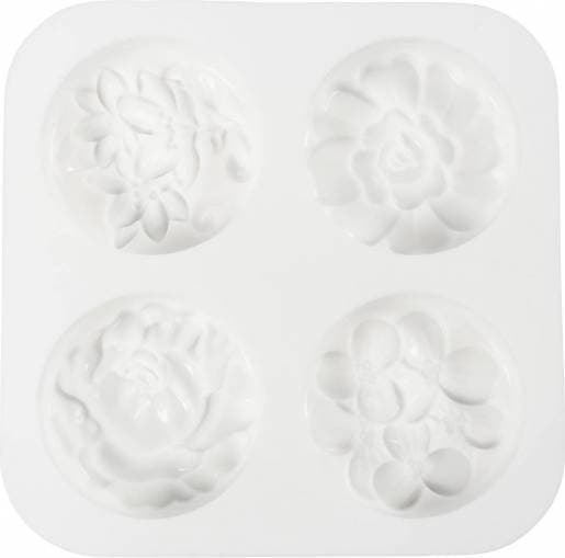 Creativ Company Silikonform Runda Blomstermotiv 4 st