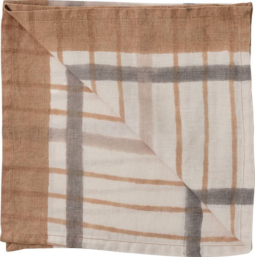 Tell Me More Ella Servett 50x50 cm Hazelnut Checkered - Tygservett Brun, Beige, Vit (50x50cm)