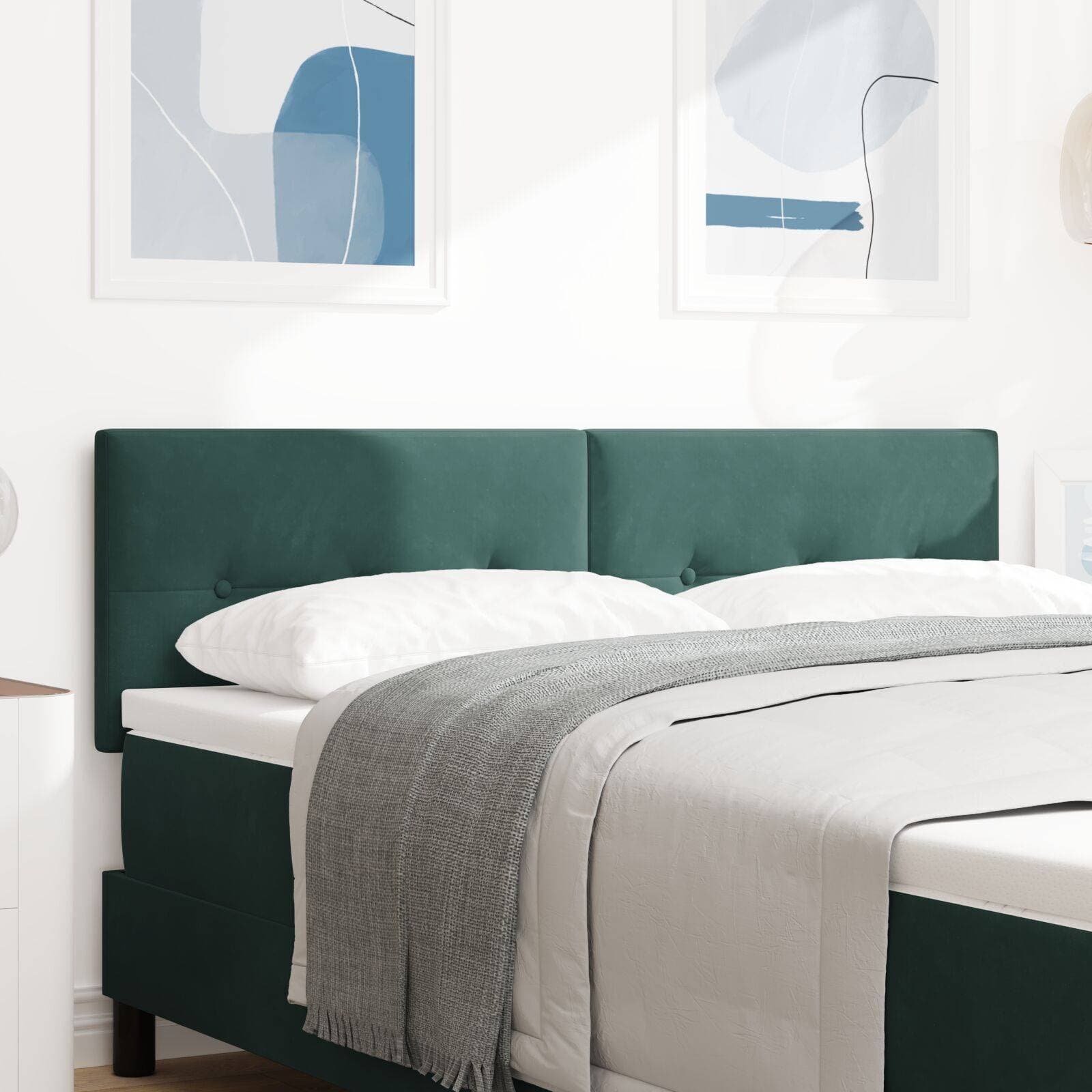 vidaXL Knappstoppad Mörkgrön 160 cm Sammet Sänggavel