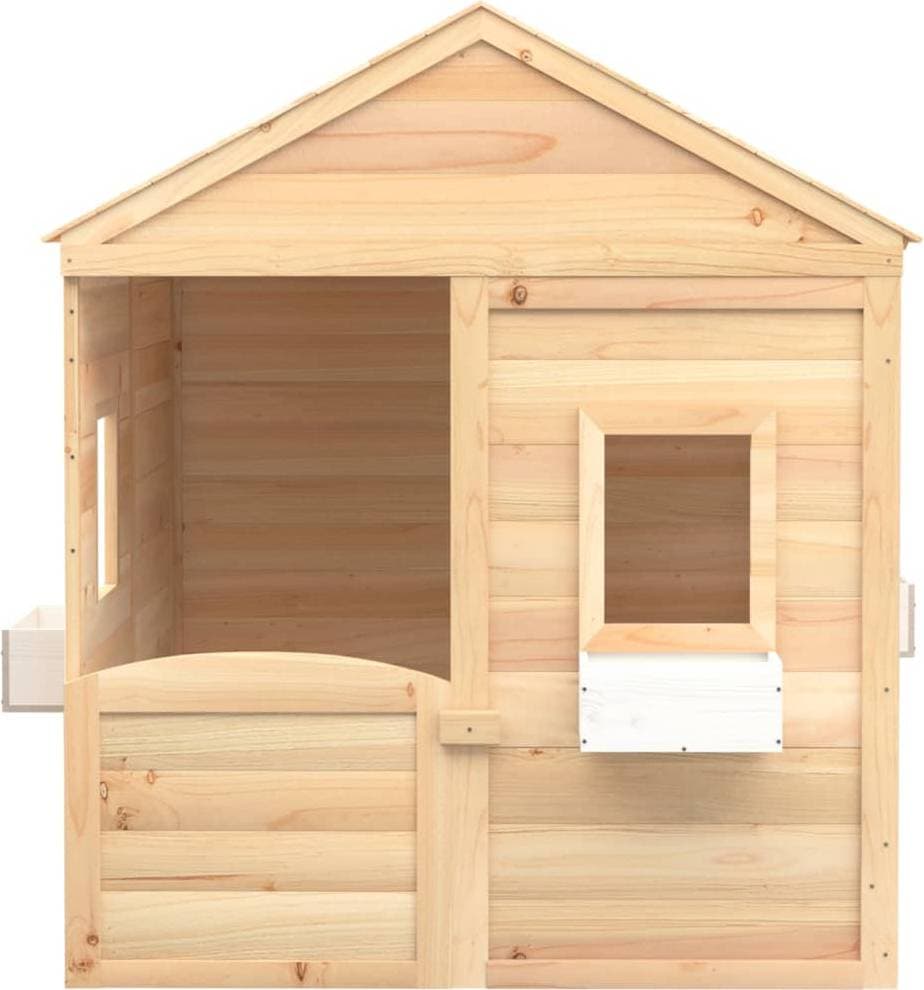 vidaXL Lekstuga Med Låsbar Dörr Och Blomkrukor Massivt Granträ