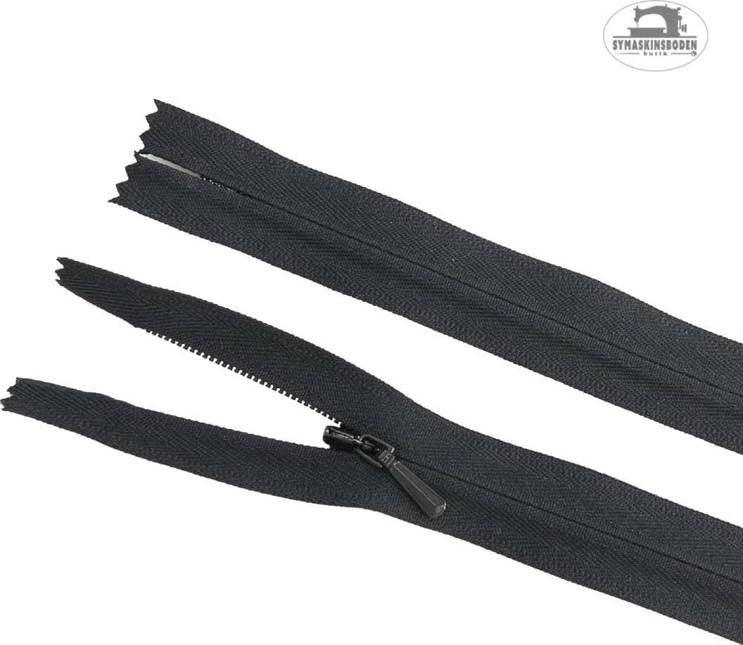 YKK Dolt Blixtlås 60 cm Svart