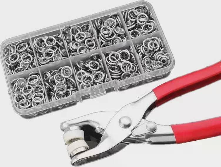 INF Tryckknappar Med Verktyg 100 St 9,5 Mm Silver
