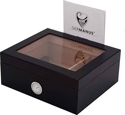 Germanus Humidor Med Äkta Glastopp Svart Skönhet