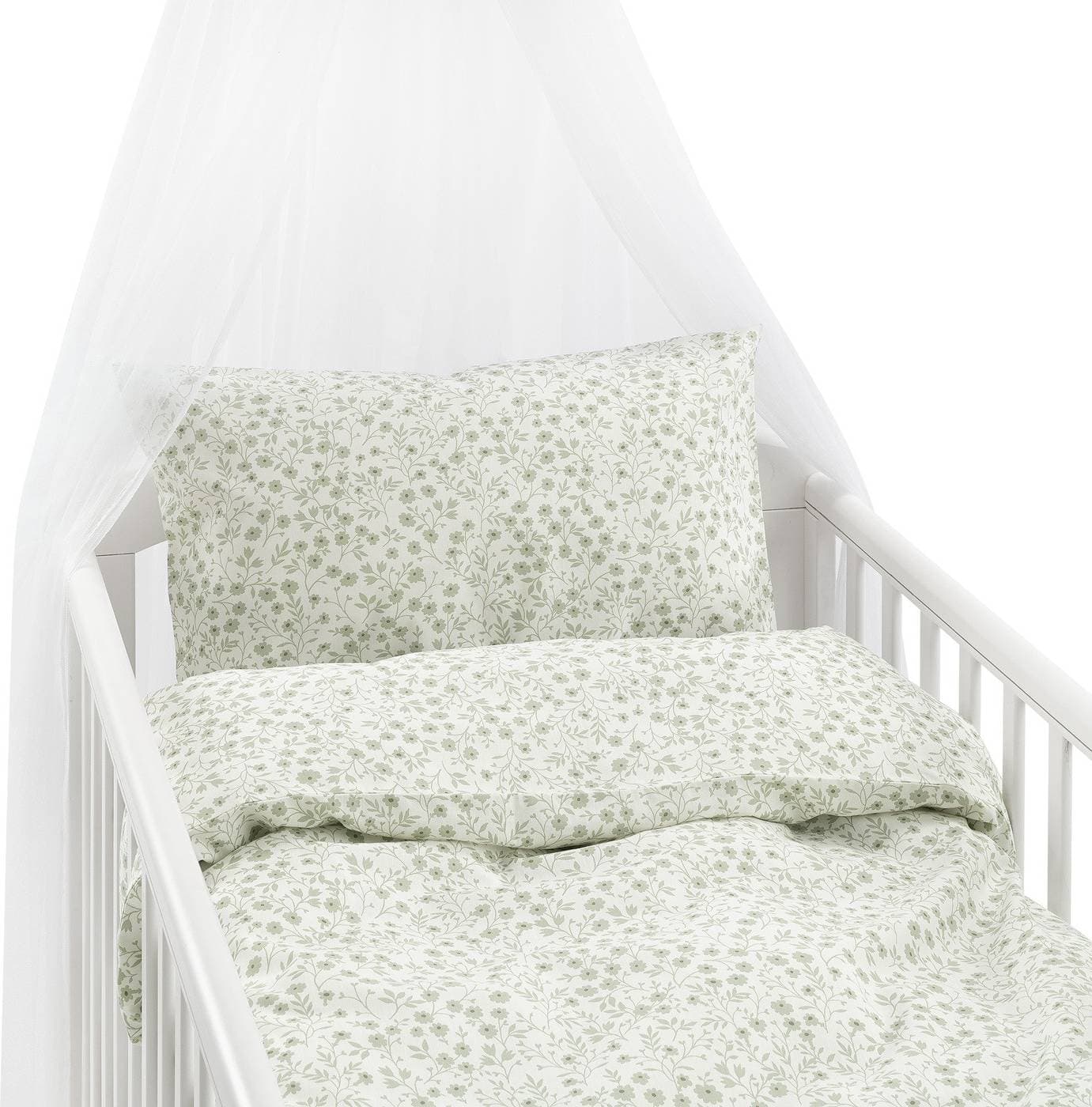 Borganäs Hedda Grön Småblommigt Bäddset Spjälsäng 100x130 Påslakan Grön