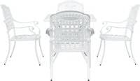 vidaXL 5-Delars För Trädgården I Vitt Gjutet Aluminium Matgrupp