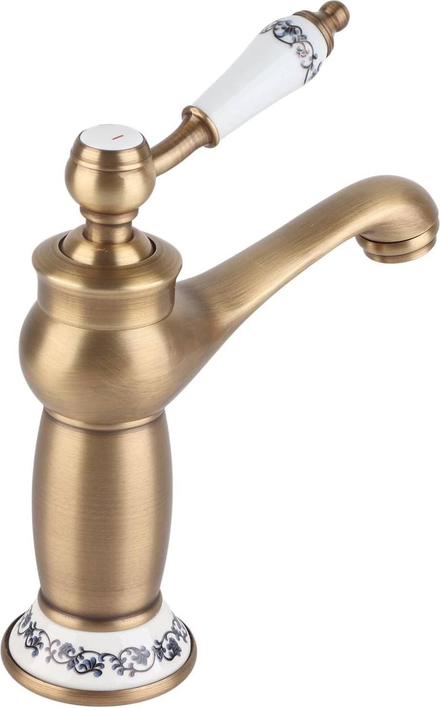 Garosa Store Retro Keramisk Mässing Tvättställsblandare Blå Och Vit Antique Copper