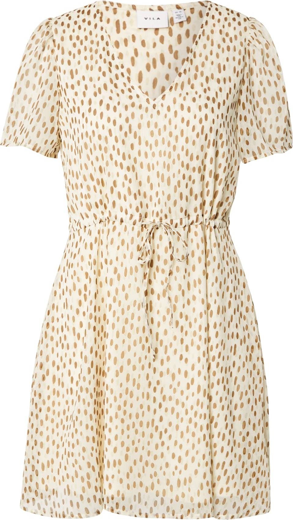 Vila Kortärmad Kort Klänning - Beige