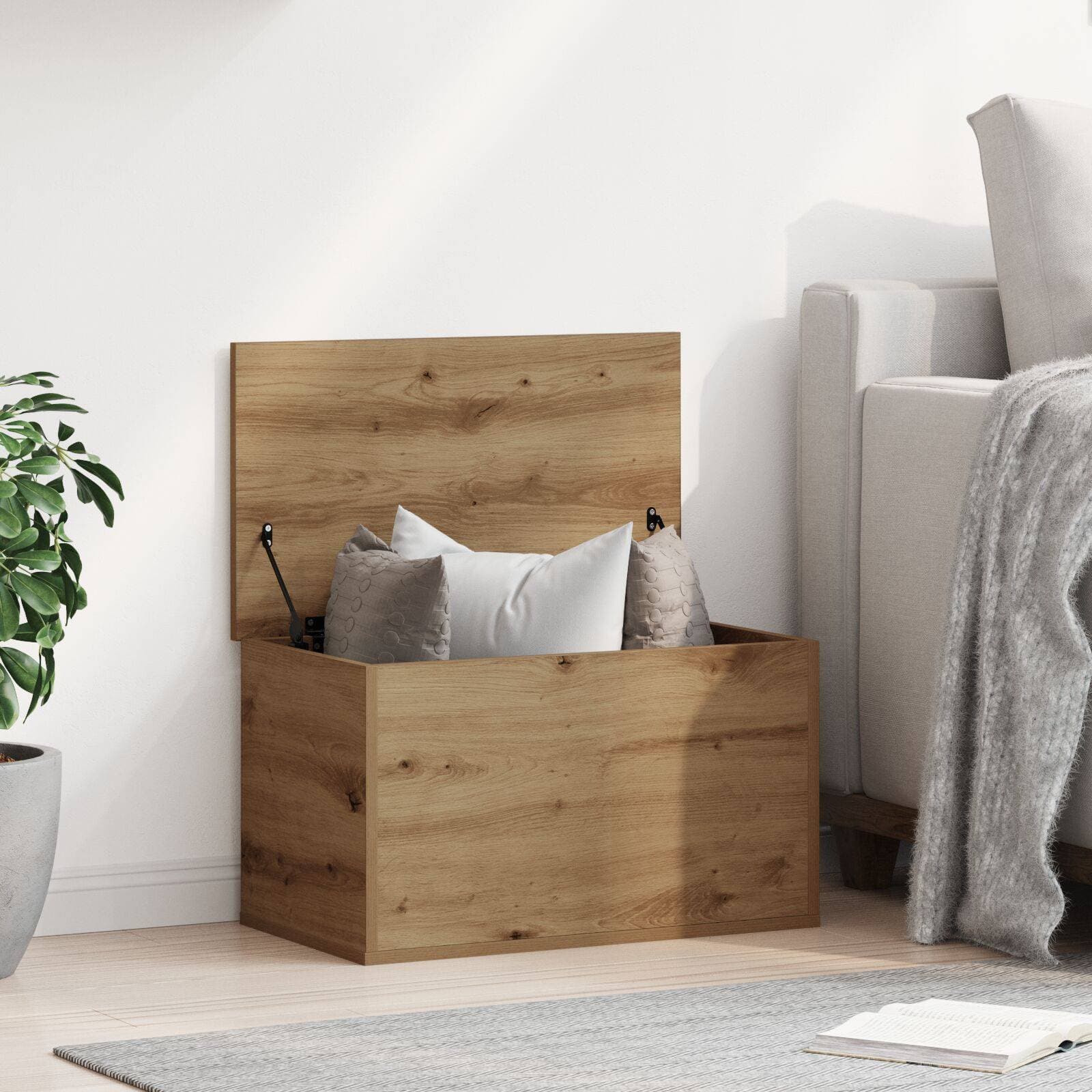 vidaXL Förvaringslåda Med Lock Artisan Ek 60 x 35 x 35 cm Kista