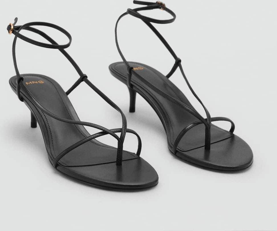 Mango Heeled Sandals With Thin Strap Dam - Black