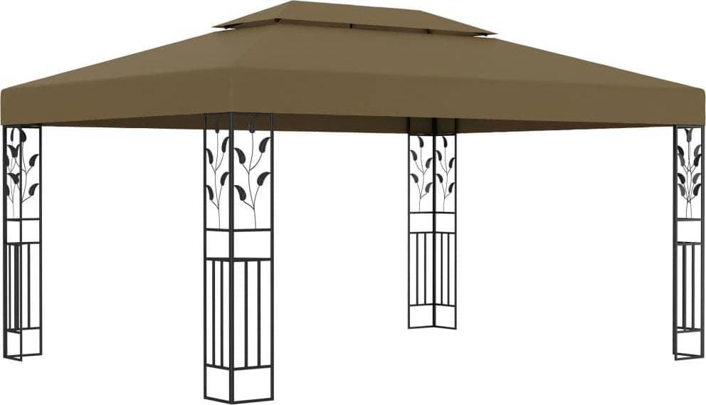 vidaXL Gazebo with Double Roof - Taupe 3x4 m
