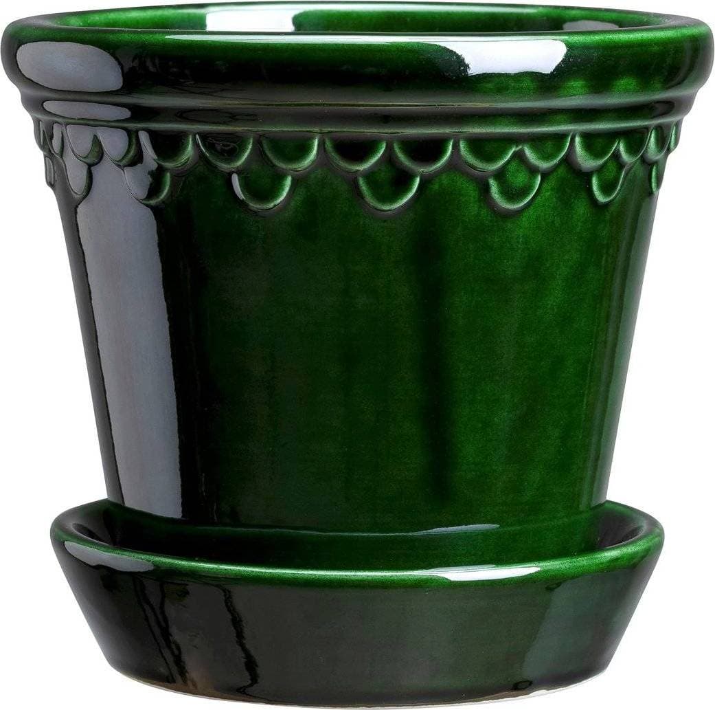Bergs Potter Københavner Glazed Pot - Emerald Green ∅18cm