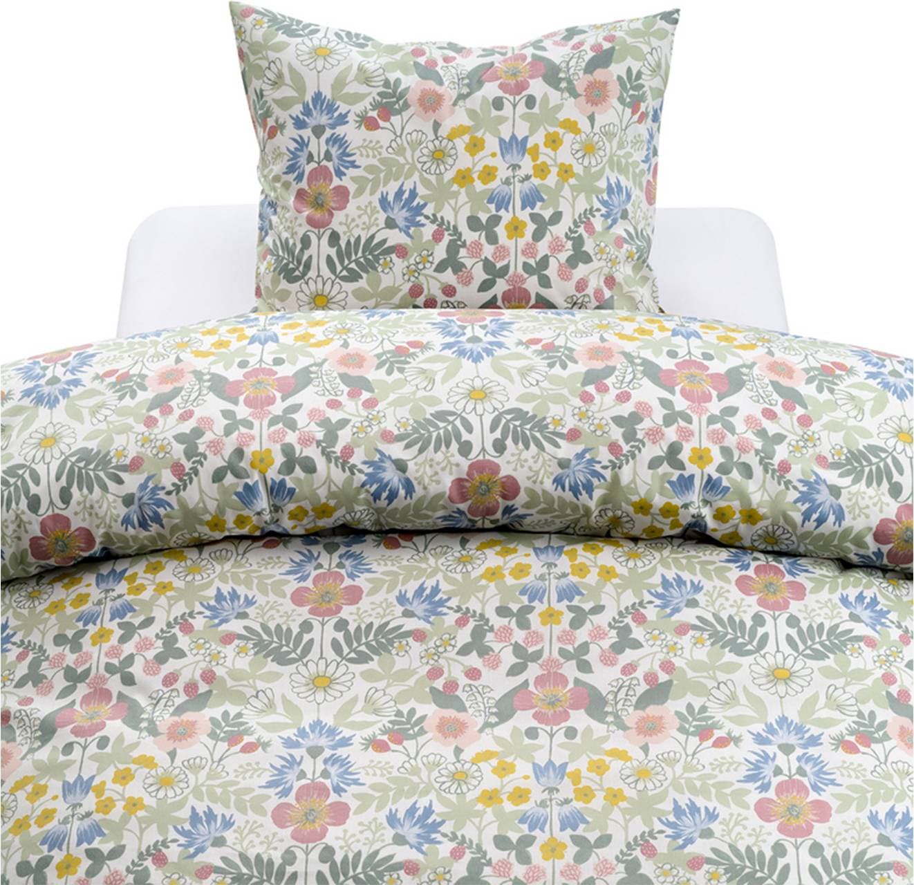 Borganäs Sommarblommor Multi Blommigt Bäddset Enkeltäcke 150x210 cm Påslakan (210x150cm)