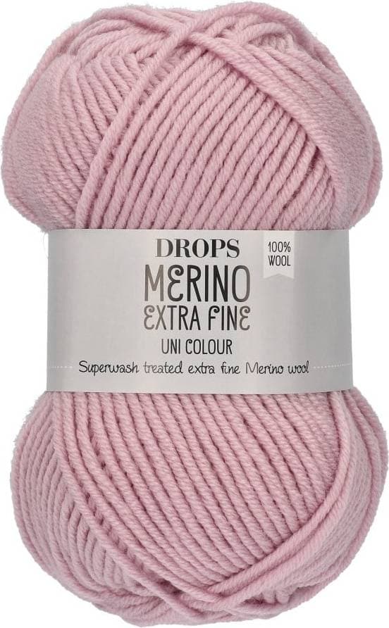 Drops Design Merino Extra Fine Uni Colour Powder Pink 105m