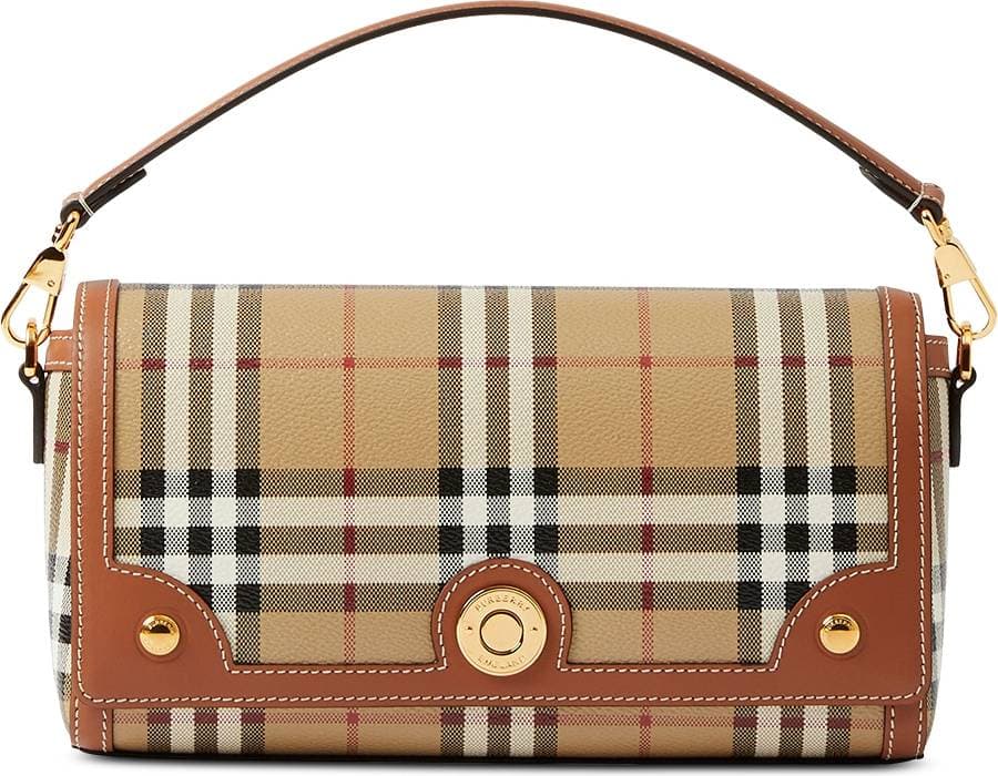 Burberry Printed Canvas Leather Note Handbag - Checked