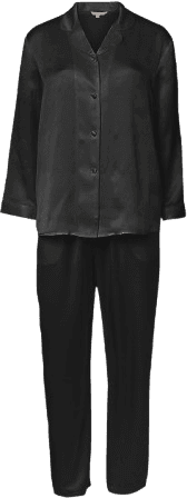 Lady Avenue Pure Silk Basic Pyjamas - Black