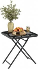 OutSunny Vikbart Trädgårdsbord Stål Gallerdesign 70 x 70 cm Svart Balkongbord