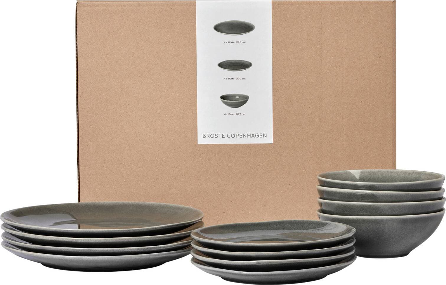 Broste Copenhagen Nordic Rain Servisset 12 Delar Grå Servis