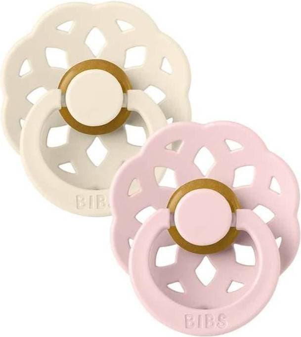 Bibs Boheme Latex Pacifier Size 1 0-6m 2-pack Ivory/Blossom