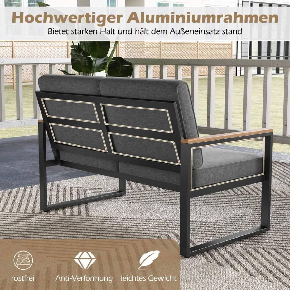 Cwy Balkongmöbler Väderbeständig Aluminiumstomme Balkongset Grå Matgrupp