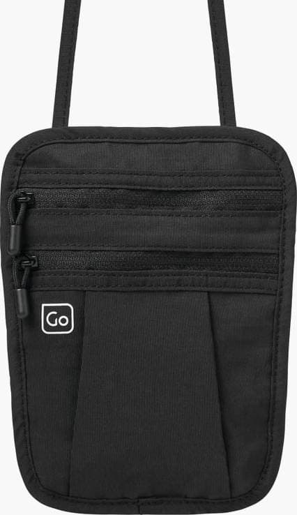 Go Travel Verstelbare Geldriem Passport Pouch - Sort/Beige