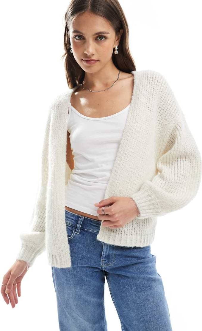Vero Moda Vmmaybe Ls Open Cardigan Mjuk Fluffigt Stickad Kofta - Vit