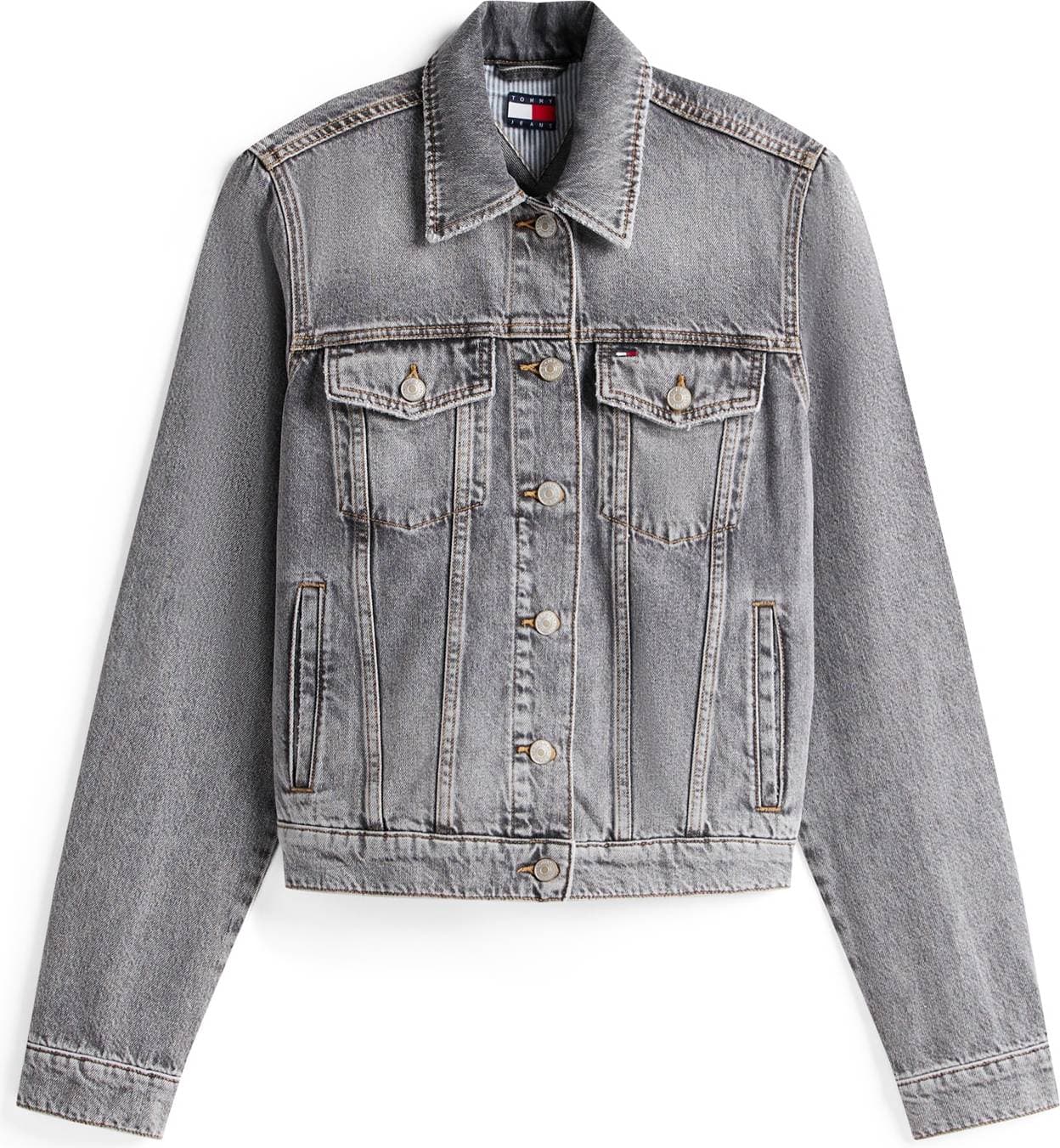 Tommy Jeans Colour-Blocked Back Logo Denim Trucker Jacket - Grå