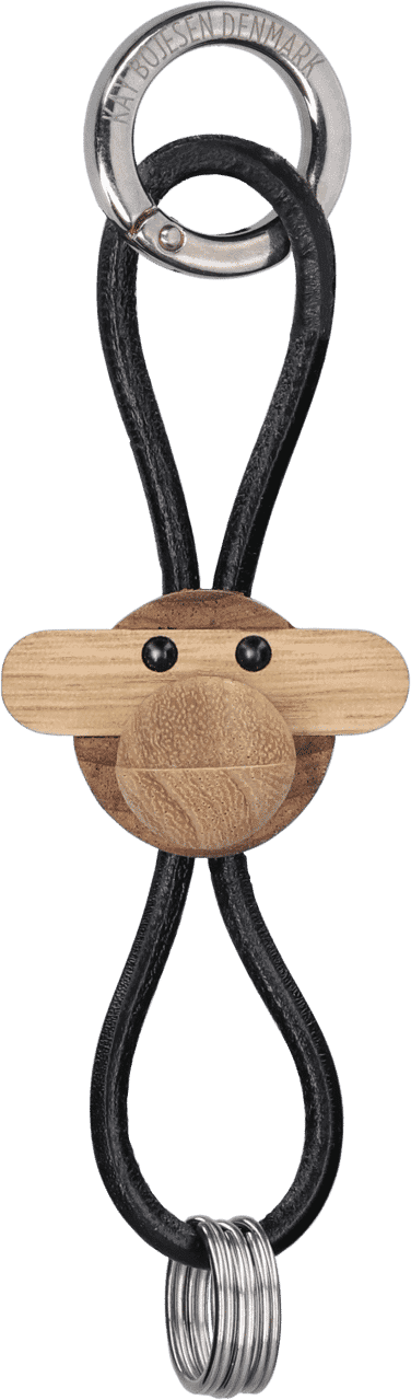 Kay Bojesen Denmark Apa Nyckelring 5x3 cm - Silver/Svart/Teak Limba