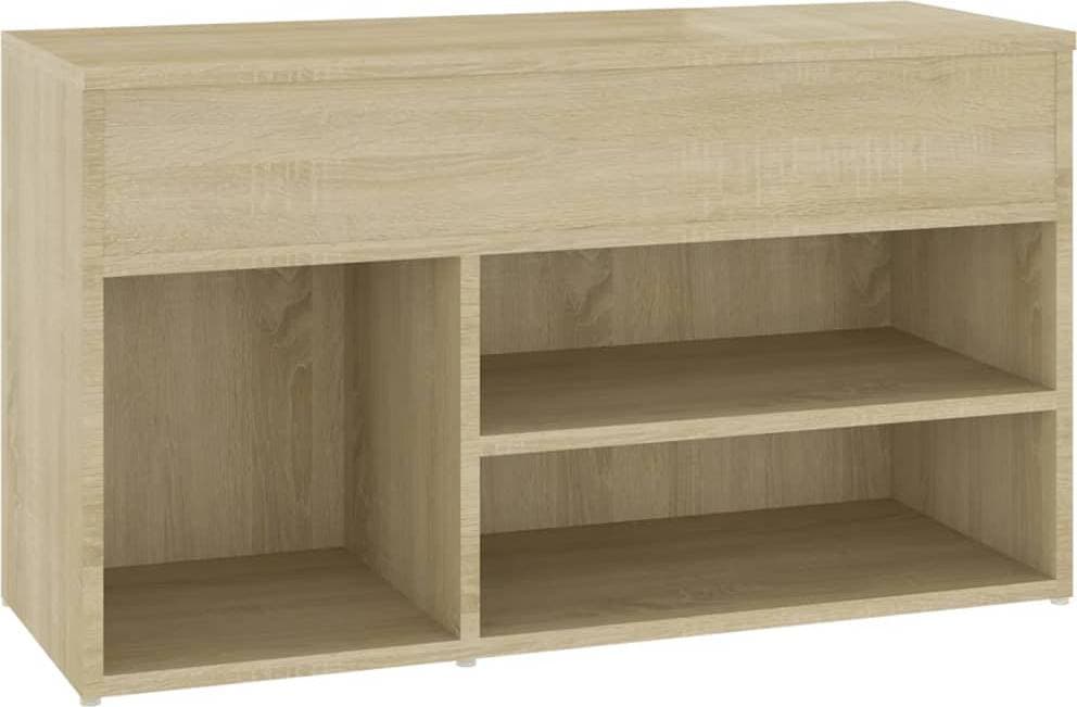 vidaXL Skobänk Sonoma-EK 80x30x45 cm Konstruerat Trä Skoställ 80x45cm