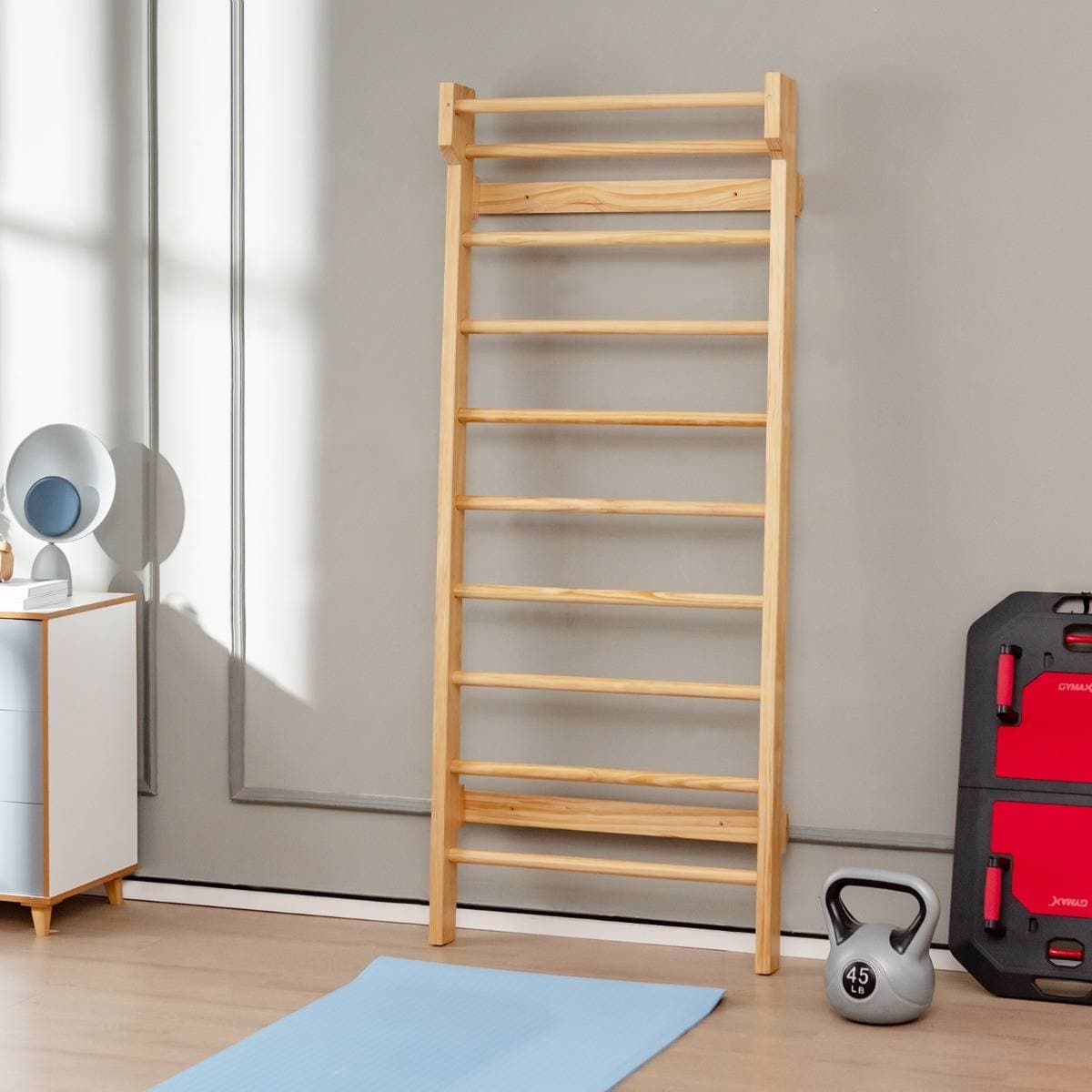 Costway Ribbstol Trä Klättervägg 195 x 81 x 14 cm