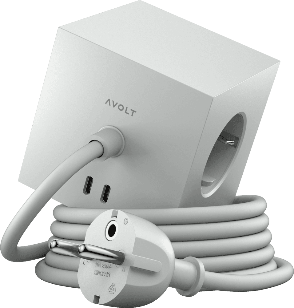 Avolt Square 1 grenuttag 30W Dual USB-C & Magnetic base 1.8m Gotland Gray