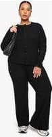 boohoo Dam Plus Mjuk Ribbstickad Cardigan Elastiska Byxset - Black