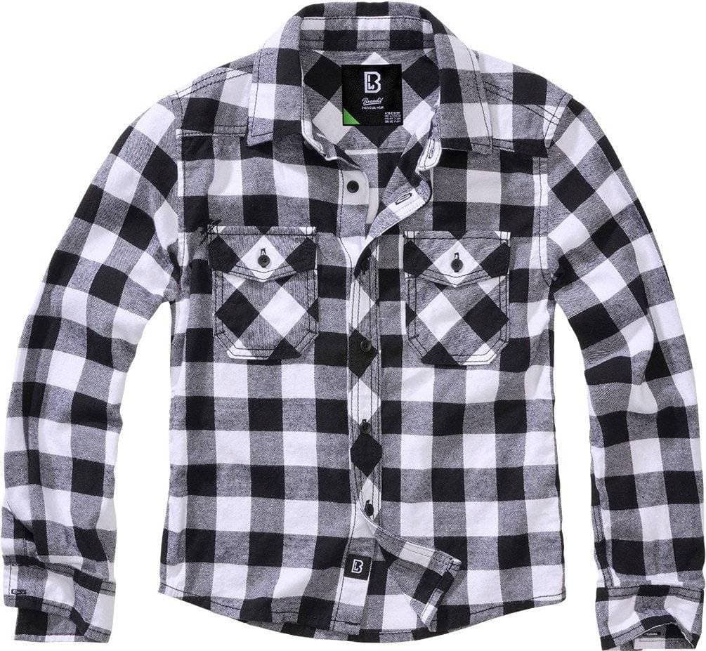 Brandit Kid's Check Shirt Long Sleeve - White/Black Checkered (6016-46)