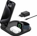Belkin MagSafe-laddare, BoostCharge 3-i-1 magnetisk hopfällbar laddare med Qi2 15 W MagSafe-kompatibel laddare för Apple iPhone 15, Apple Watch, AirPods, strömförsörjning medföljer Svart