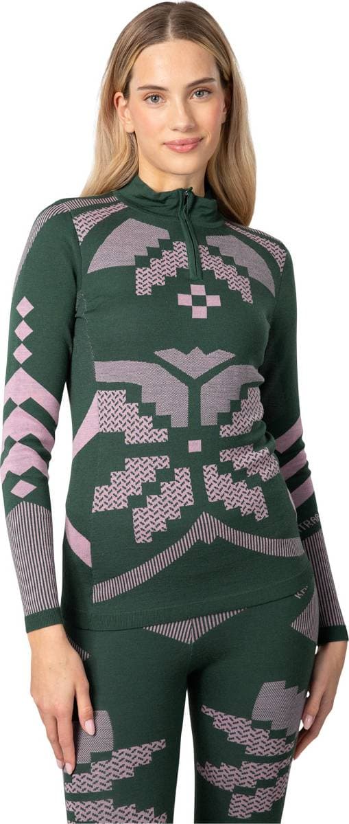 Kari Traa Faith Half Zip Thyme Merinoull Dam - Grön/Grå