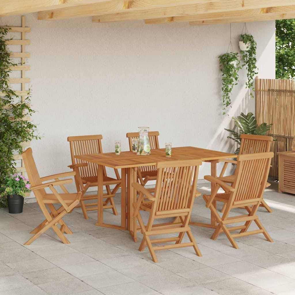 vidaXL Trädgårdsmöbelset 7 pcs Brun 150 x 90 x 75 cm Matgrupp, 1 Bord inkl. 6 Stolar