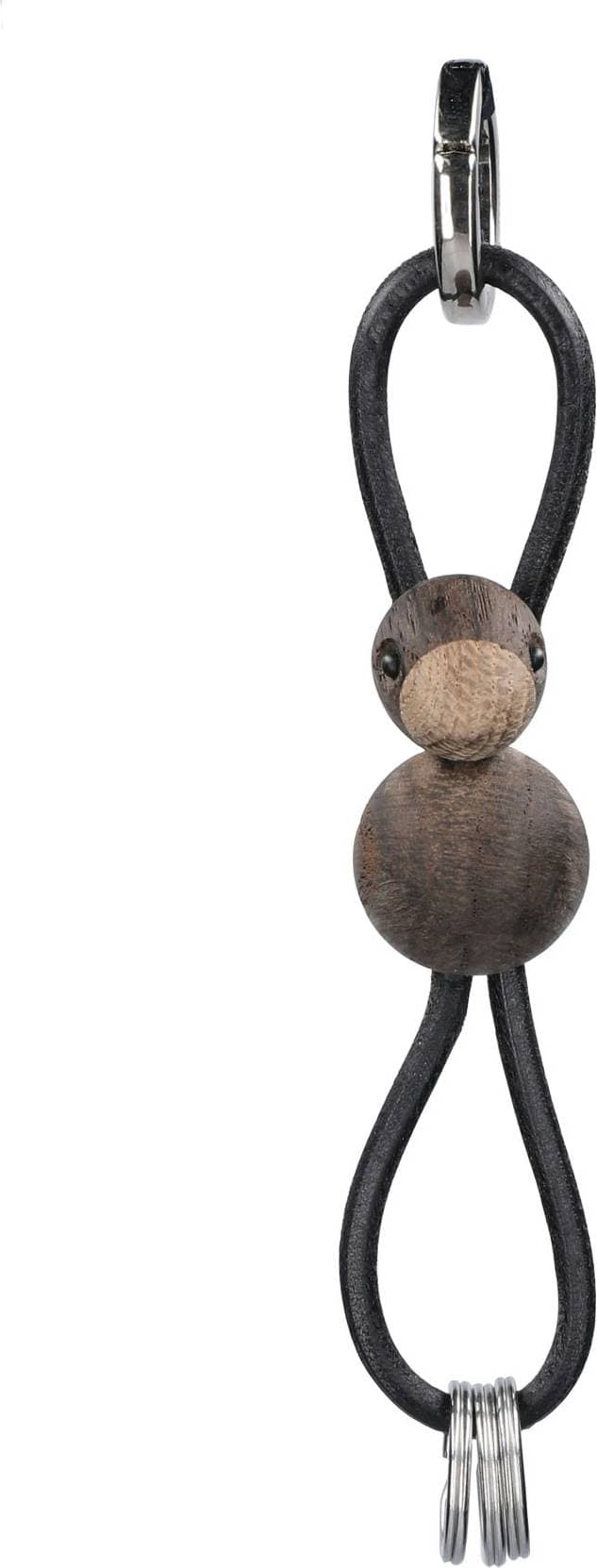 Kay Bojesen Fugl Sølv Nøglering Med Sort Læder Røget Eg - Brun