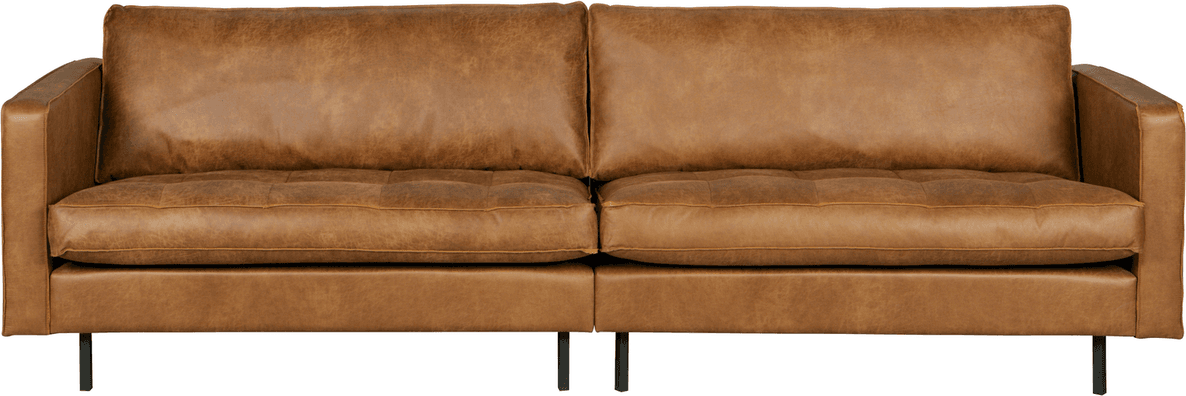 BePureHome Woood 3-Sits Rodeo Cognac Eco-Läder Soffa 275cm 3-sits