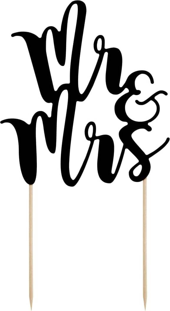 PartyDeco Mr&Mrs Black Tårtdekoration