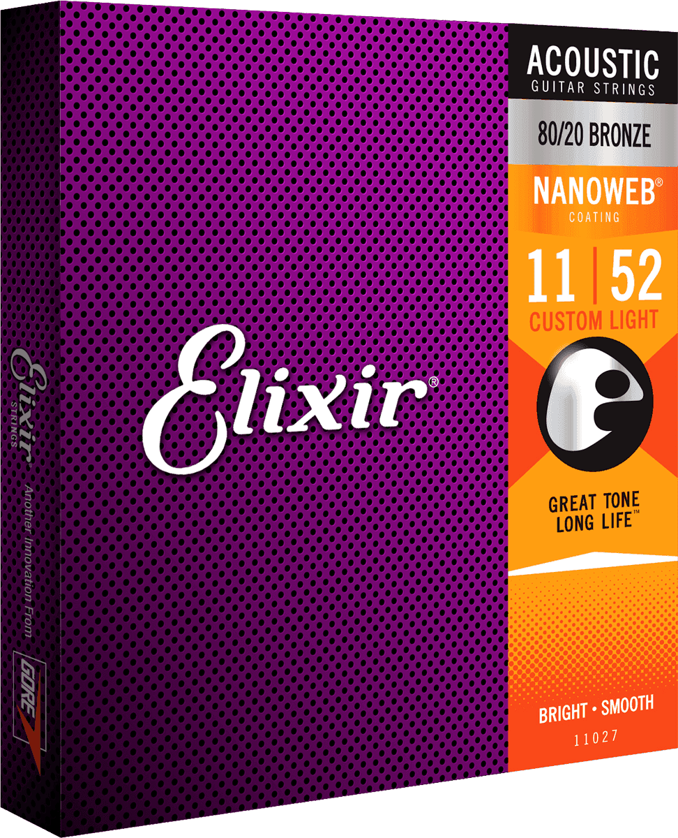 Elixir Acoustic 80/20 Bronze Nanoweb Custom Light 11-52
