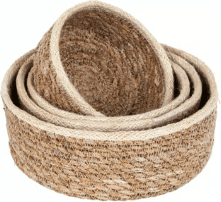 Dixie Emil Seagrass Small 4-Pack Natur-Vit Beige Korg 18cm 4st