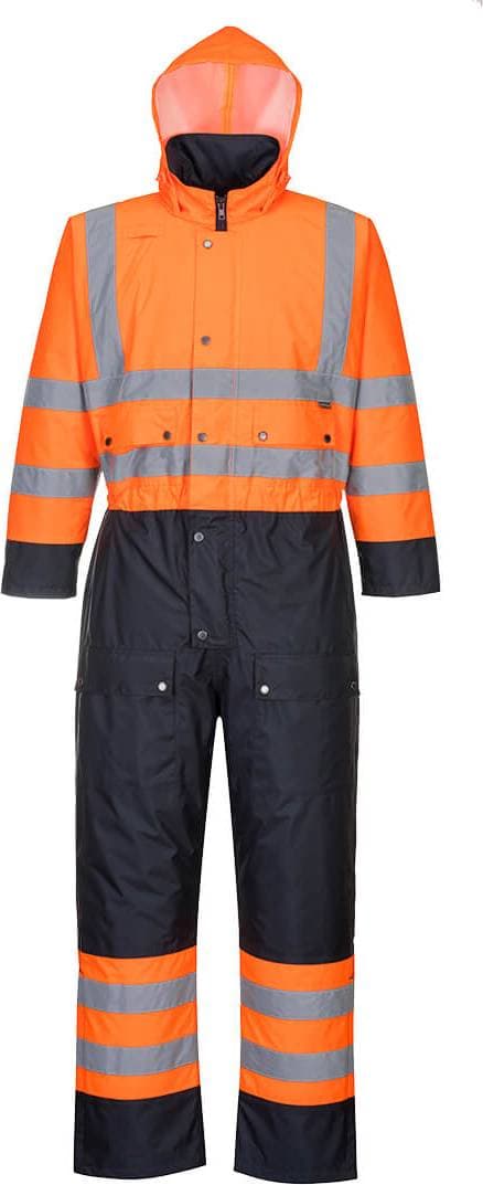 Portwest Termooverall Hi-Vis Kontrast Coverall - Varsel Orange/Marinblå