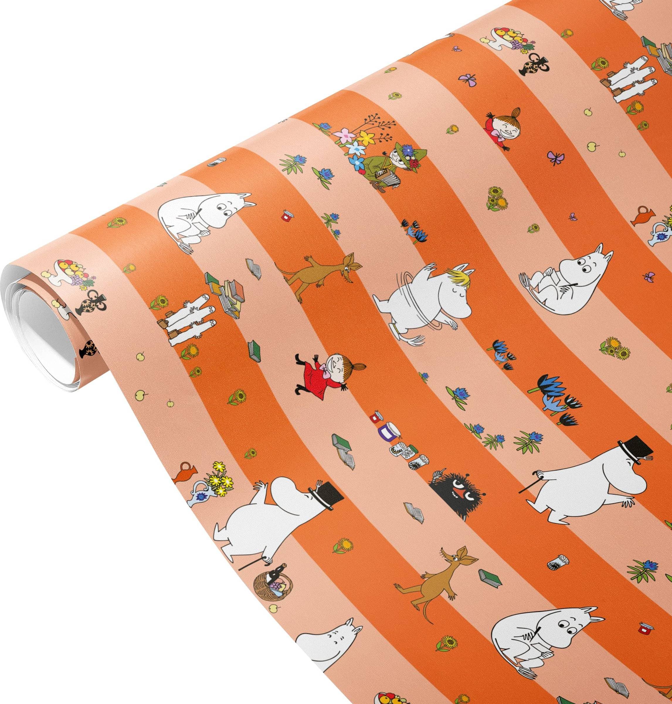Design House Presentpapper Mumin Orange Rosa Blå