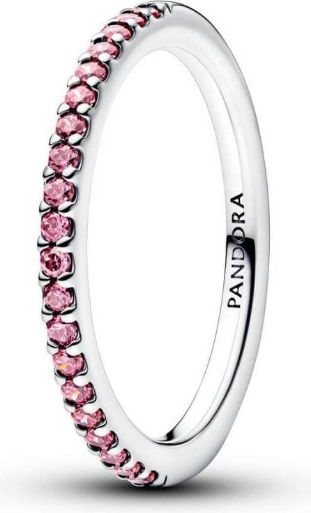 Pandora Sparkling Pink Band Ring Silver Rosa Glittrande Stenar
