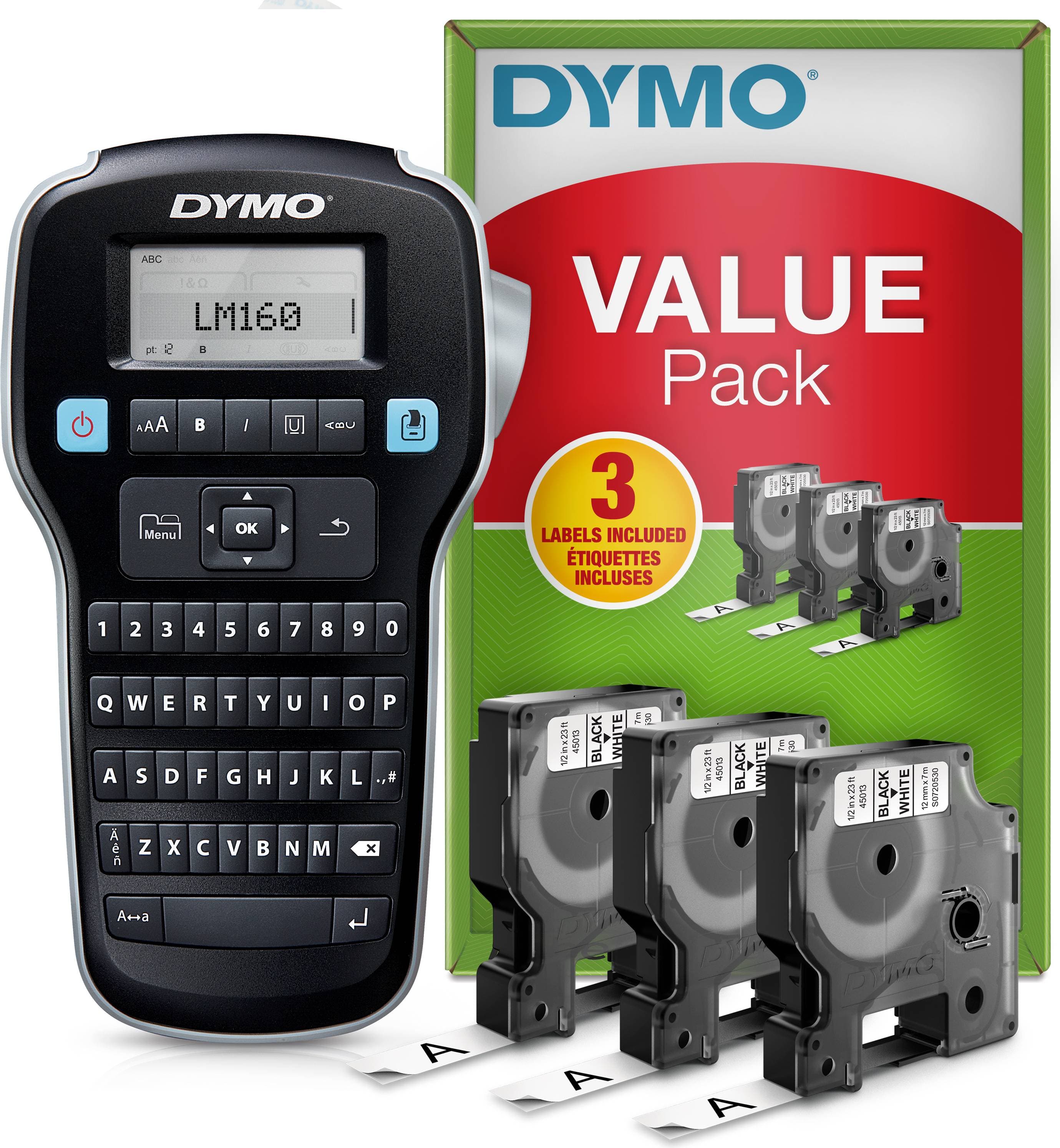 DYMO LabelManager 160 Starter Kit with 3 Rolls D1 Label Tape