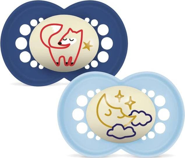 Mam Original Night Silk Pacifiers Blue 16-36m 2-Pack