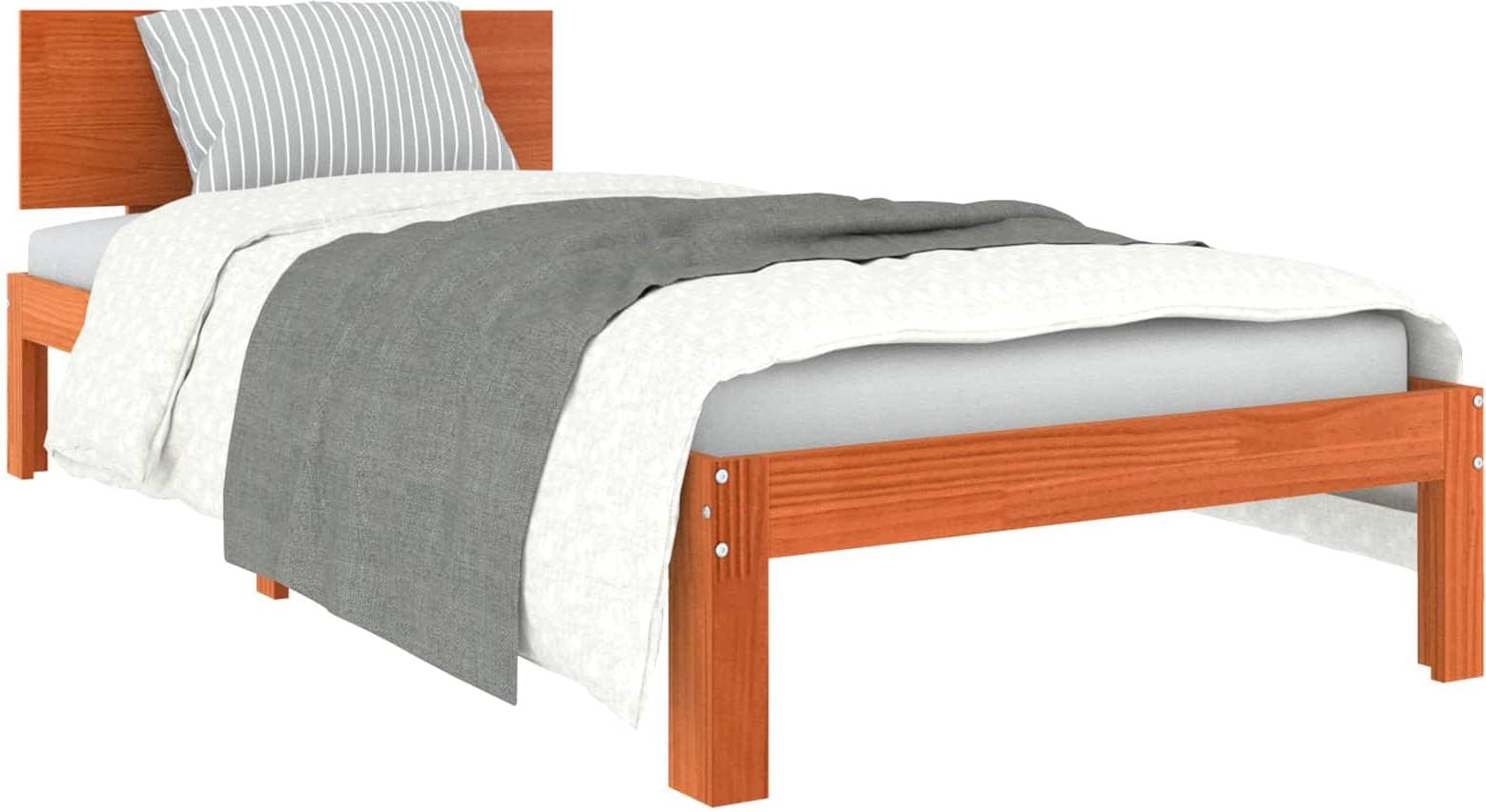 vidaXL Sängram med Huvudgavel Vaxbrun 70 x 190 cm Massiv Furu Ramsäng