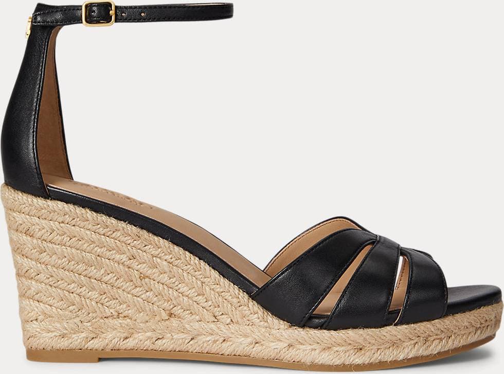 Lauren Ralph Lauren Nellie Nappa Leather Espadrille - Black