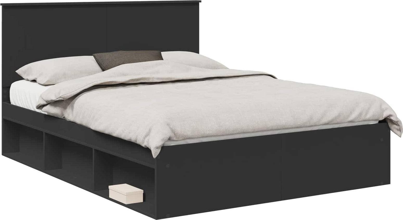 vidaXL Sängram Med Huvudgavel Svart 150 x 200 cm Massiv Furu Ramsäng