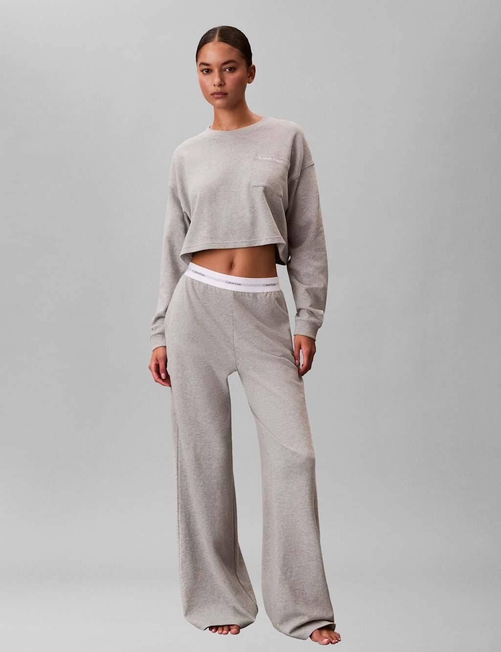 Calvin Klein Underwear Pyjamasbyxa Logo Cotton Jersey - Grey Heather